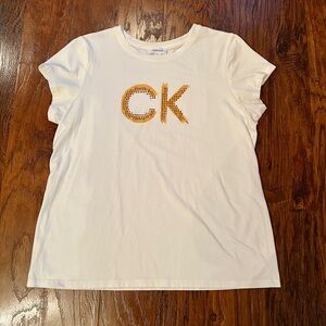 Calvin Klein White and Gold T-Shirt